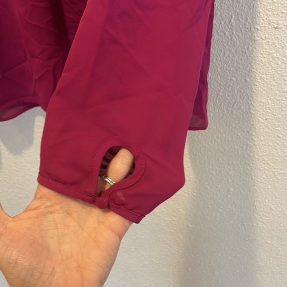 Laundry by Shelli Segal polyester long sleeve fuchsia black lace on shoulders 12 - Picture 3 of 5